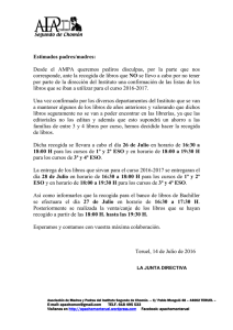 carta recogida de libros - APA del IES "Segundo de Chomón" Teruel