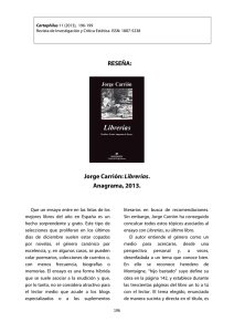 RESEÑA: Jorge Carrión:Librerías. Anagrama, 2013.