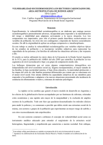 Vulnerabilidad Sociodemográfica en Sectores Carenciados del