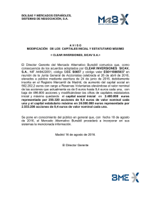 17/08/2016 Aviso - BME: Bolsas y Mercados Españoles