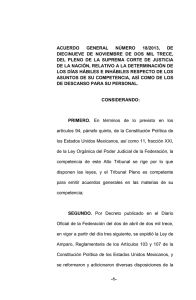 Acuerdo General número 18/2013, de diecinueve de noviembre de