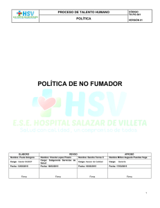 política de no fumador - Hospital Salazar de Villeta