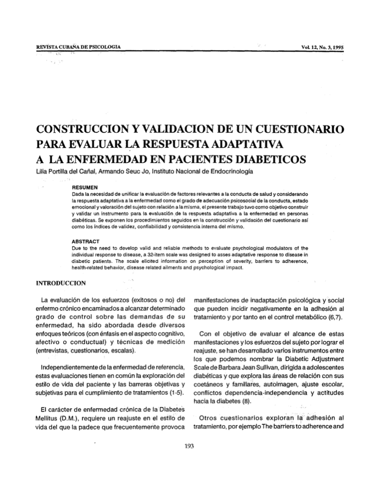 Construcción Y Validación De Un Cuestionario Para Evaluar 4446