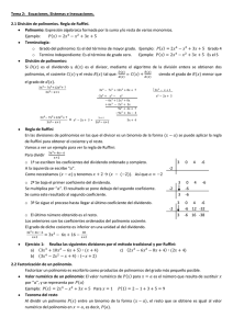 Ecuaciones, Sistemas e Inecuaciones. 2.1 División de polinomios