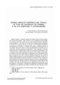 Posible impacto paródico del título: La vida de Lazarillo de Tormes