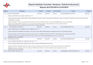 Reporte Detallado Consultas / Reclamos / Solicitud