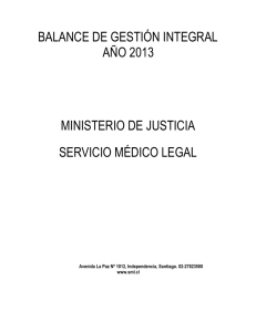balance de gestión integral año 2013 ministerio de justicia servicio