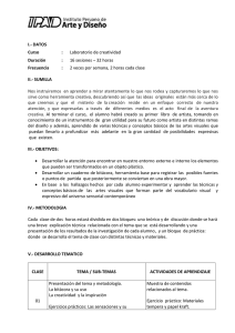 I.- DATOS Curso : Laboratorio de creatividad Duración : 16 sesiones