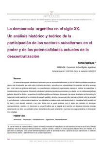 La democracia argentina en el siglo XX. Un análisis