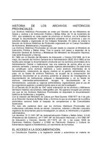 HISTORIA DE LOS ARCHIVOS HISTÓRICOS PROVINCIALES. EL
