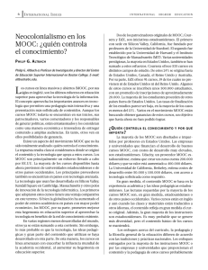 Neocolonialismo en los MOOC: ¿quién controla el
