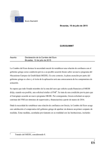 Declaración de la Cumbre del Euro, Bruselas, 12 de julio de 2015