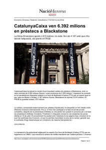 CatalunyaCaixa ven 6.392 milions en préstecs a Blackstone