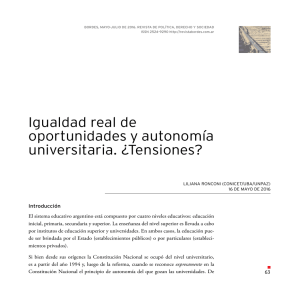 Igualdad real de oportunidades y autonomía universitaria