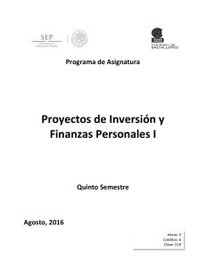 Proyectos de Inversión y Finanzas Personales I