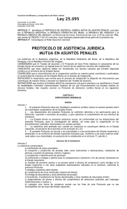 25095 Asistencia jurídica en asuntos penales entre Argentina, Brasil