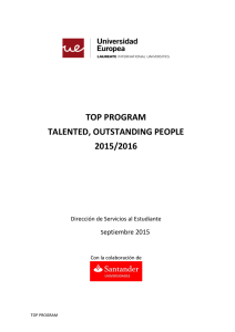 top program talented, outstanding people 2015/2016