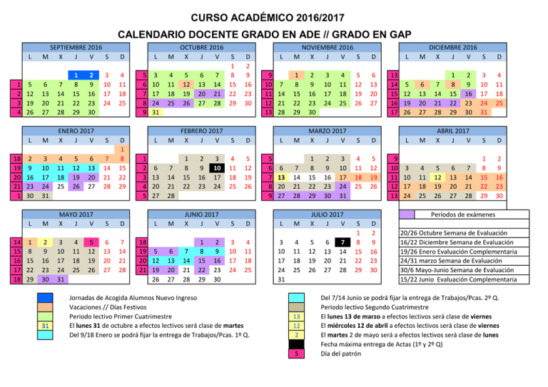 Calendario Académico Grados