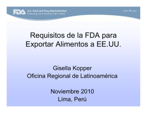 Requisitos de la FDA para Exportar Alimentos a EE.UU.