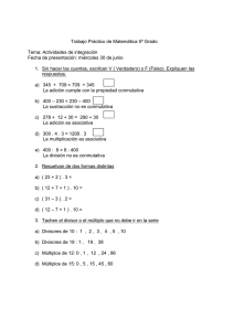 Trabajo Práctico de Matemática 5º Grado Tema: Actividades de