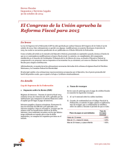El Congreso de la Unión aprueba la Reforma Fiscal para 2015