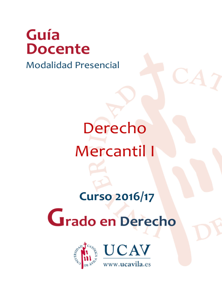 Guía Docente Derecho Mercantil I