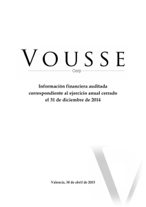 VOUSSE CORP Información Financiera Anual 2014