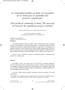 La comunidad jurídica en Kant. La necesidad de la virtud para la