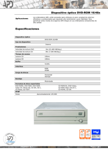 Dispositivo óptico DVD-ROM 16/48x Especificaciones