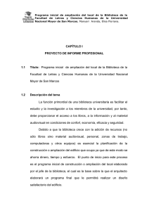 CAPÍTULO I PROYECTO DE INFORME PROFESIONAL 1.1 Título