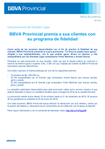 BBVA Provincial premia a sus clientes con su programa de fidelidad