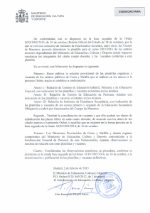 Plantillas de vacantes para el curso 2015/16 en Ceuta y Melilla.