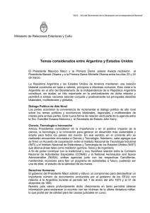 Temas considerados entre Argentina y Estados Unidos