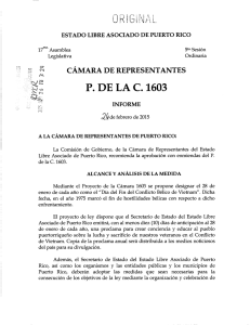 P. DE LA C. 1603 - Cámara de Representantes