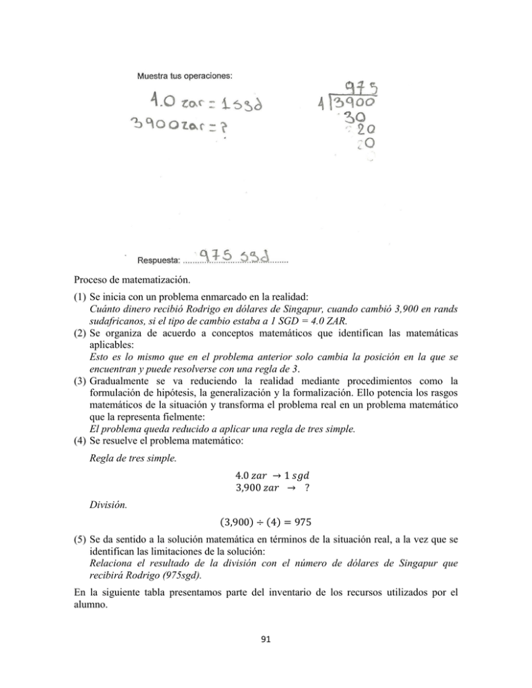 Proceso De Matematizaci n 1 Se Inicia Con Un Problema