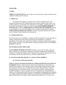 1301-09-2006 1-2-2006. TRIBUNAL DE SENTENCIA: San Vicente