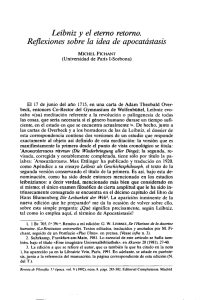 Leibniz y el eterno retorno. Reflexiones sobre la idea de apocatástasis