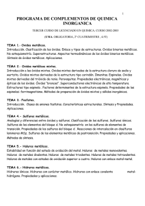 PROGRAMA DE COMPLEMENTOS DE QUIMICA INORGANICA