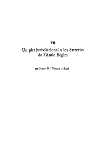 vil Un plet jurisdiccional a les darreries de l`Antic R&egrave;gim