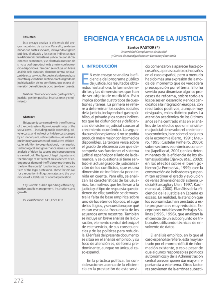 eficiencia y eficacia de la justicia