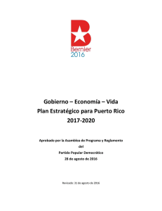 Gobierno – Economía – Vida Plan Estratégico para Puerto Rico