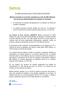 Bankia aumenta en el primer semestre en más de 200 millones los