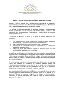 Comunicado divulgado por Moody´s Investors Service en español
