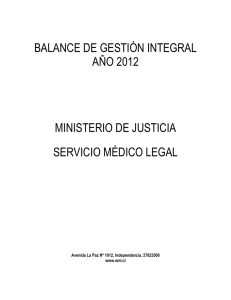 balance de gestión integral año 2012 ministerio de justicia servicio