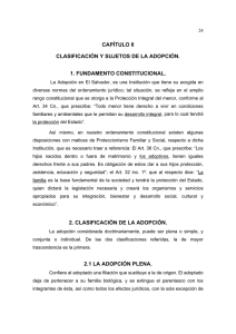 CAPÍTULO II CLASIFICACIÓN Y SUJETOS DE LA ADOPCIÓN. 1