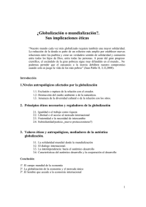 ¿Globalización o mundialización?. Sus implicaciones éticas