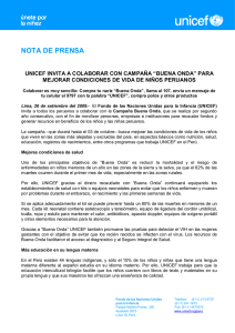 NP. UNICEF INVITA A COLABORAR CON CAMPAÑA “BUENA