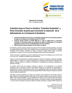 Colombia lanza en París la iniciativa “Colombia Sostenible” y firma