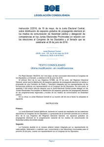 Instrucción 2/2016, de 19 de mayo, de la Junta Electoral