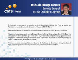 José Luis Hidalgo Cáceres Gerente General Acceso Crediticio